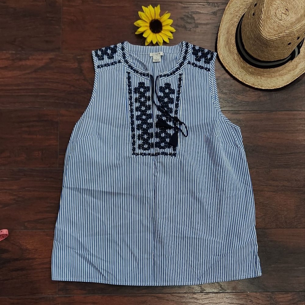 J.CREW EMBROIDERED STRIPED TANK TOP - Picture 3 of 9